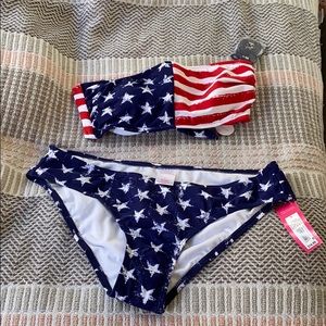 NWT two pieces swimsuit bikinis American flag